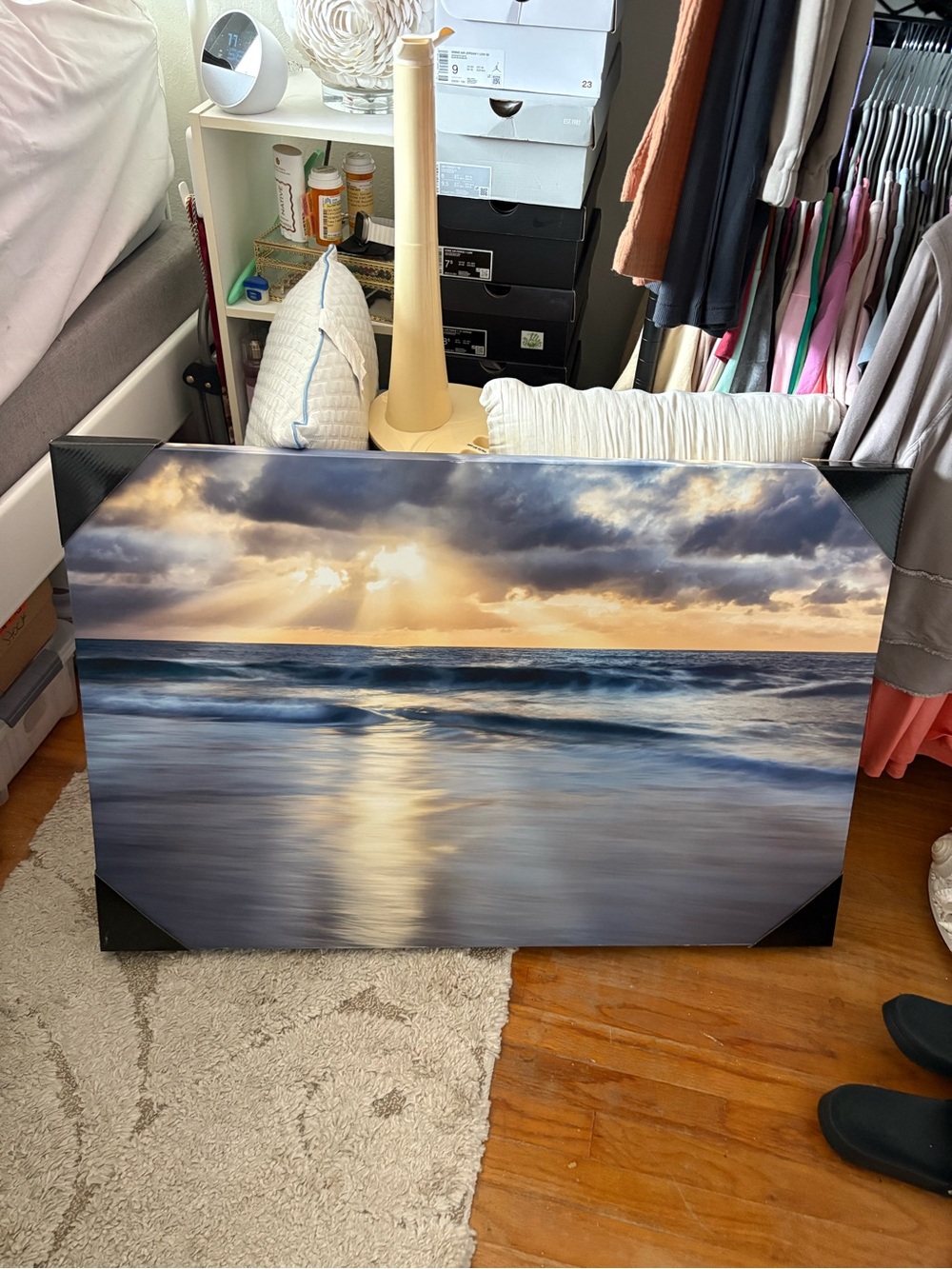 Seascape Wall Art Print - Blue and Gold Ocean Sunset